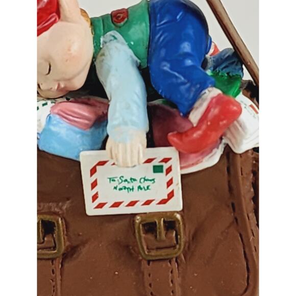 Enesco ELF Asleep in Santa Mail's Bag Ornament 3" Christmas 1992 Holidays Vtg - Picture 3 of 15